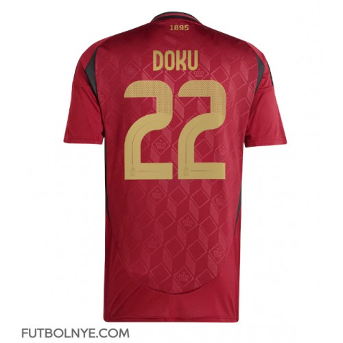 Camiseta Bélgica Jeremy Doku #22 Primera Equipación Eurocopa 2024 manga corta